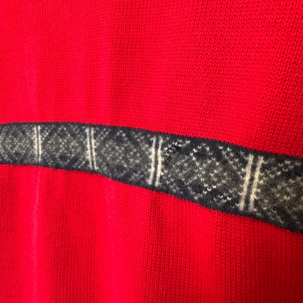 Vintage Nautica Men's Red Crew Neck Sweater Fair Isle Pattern L 90s Y2K Wool - Picture 3 of 7